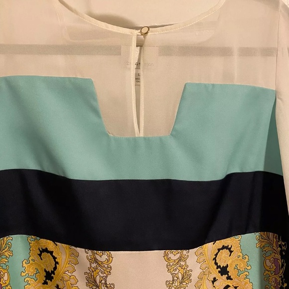 Dana Morgan White Blue Purple Design Dress Size 12 - Picture 10 of 11